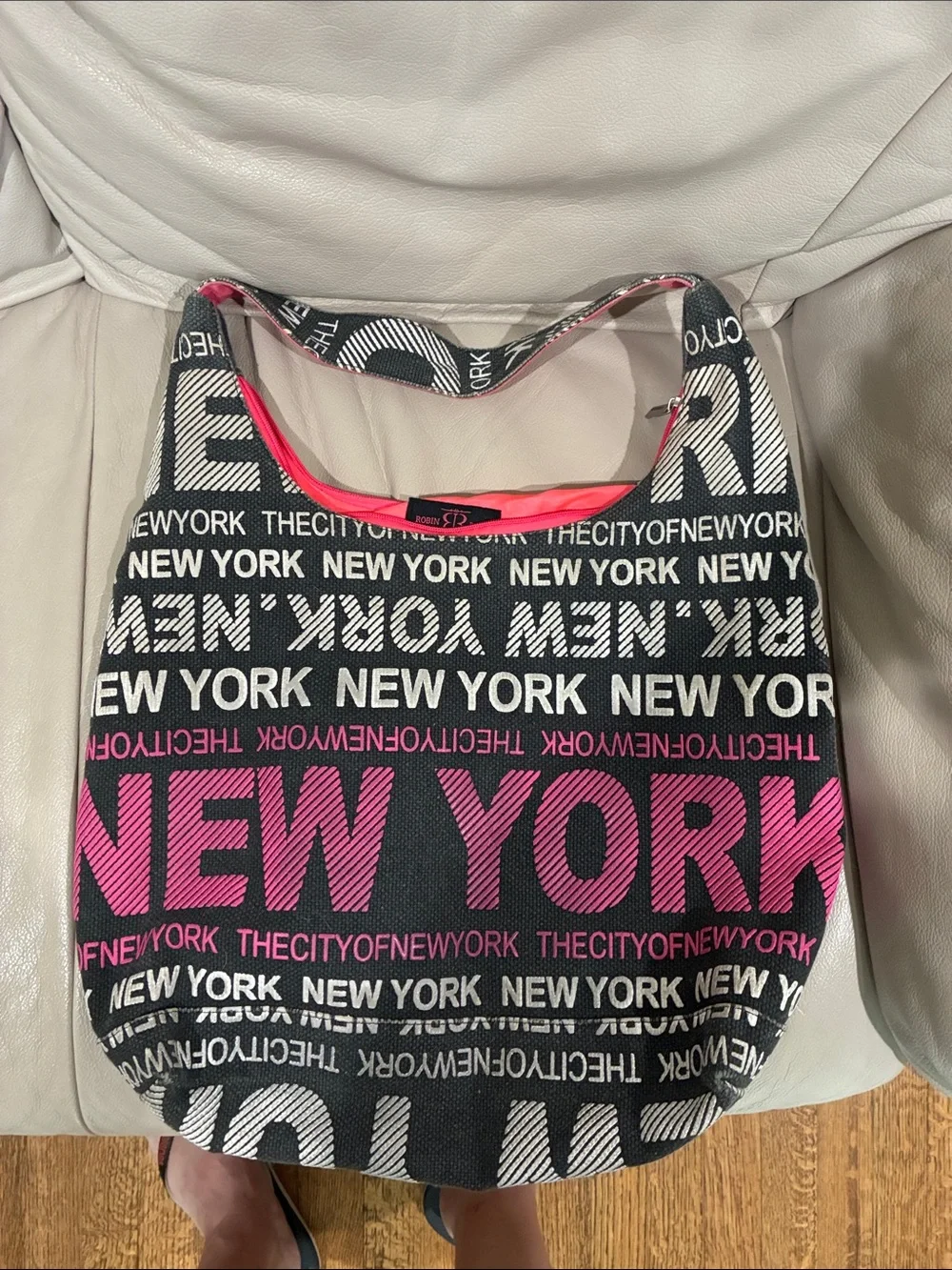 Robin Ruth Black Canvas Hobo with Pink 